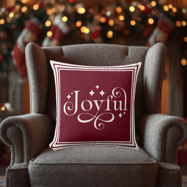 Weihnachtsschrift Kissen (Christmas Joyful Script Throw Pillow)