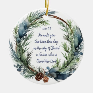 Weihnachtsschrift Luke 2:11 Kardinal Bird Keramik Ornament