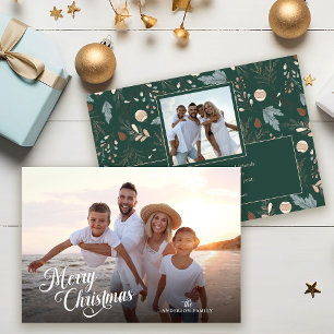 Weihnachtsschrift Vollfoto Boho-Grünpflanzen-Botsc Feiertagskarte