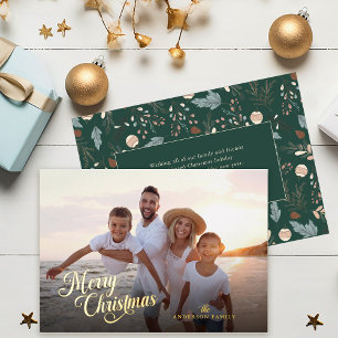 Weihnachtsschrift Vollfoto Grünpflanzen-Botschaft Folien Feiertagskarte