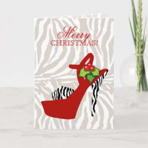 Weihnachtsschuh Zebra Red Holiday Card Feiertagskarte