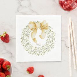 Weihnachtsschuld Gold Bow Land Personalisiert Serviette