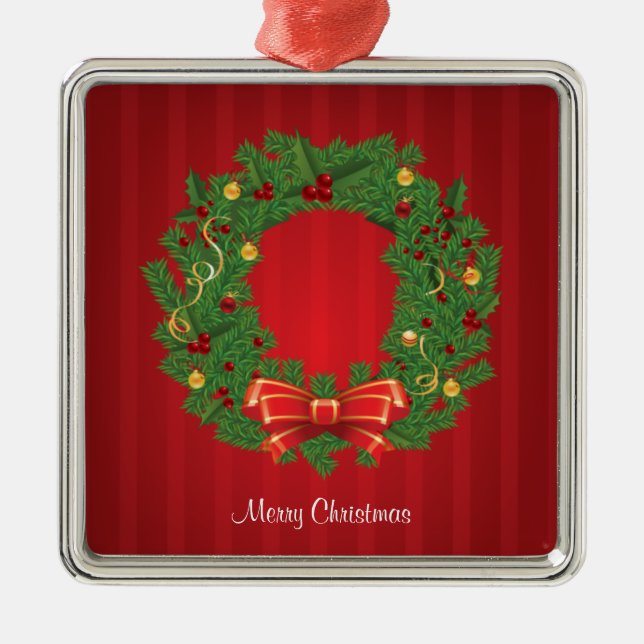 Weihnachtsschuld grün und rot silbernes ornament (Vorne)