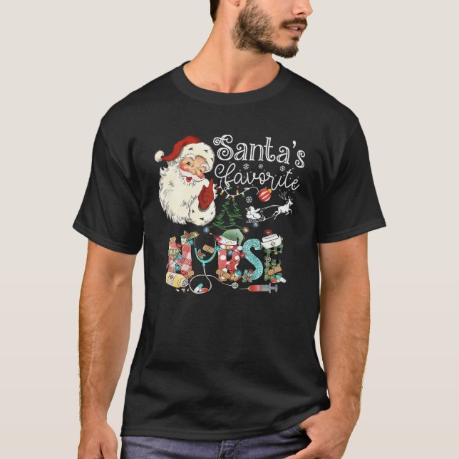 Weihnachtsschule Weihnachtsmann zum Lieblingsessen T-Shirt (Vorderseite)