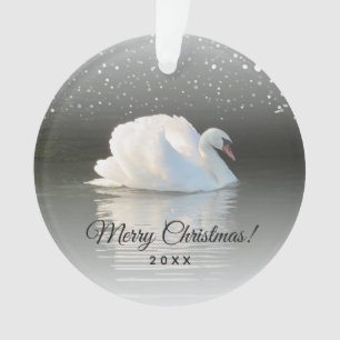 Weihnachtsschwan auf Snowy Lake Ornament