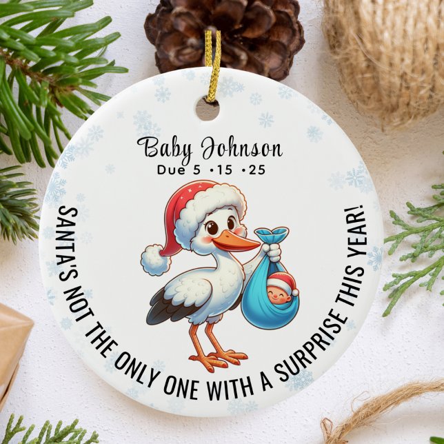 Weihnachtsschwanger offenbart Funny Ankündigung Keramik Ornament (Von Creator hochgeladen)