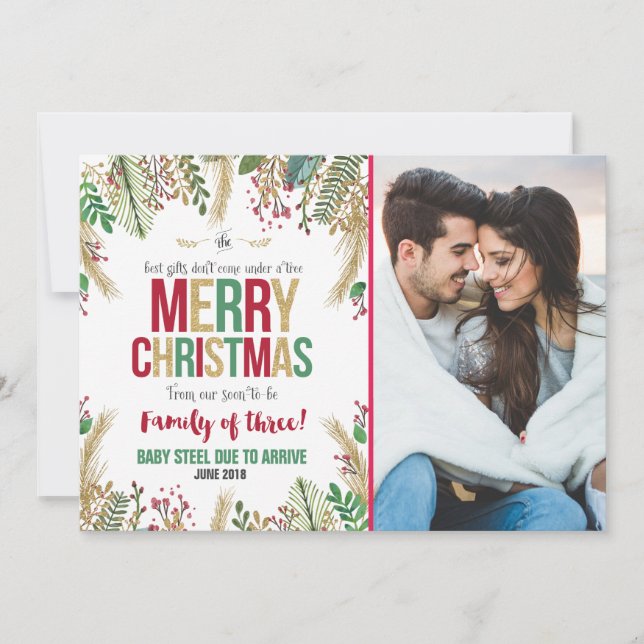 Weihnachtsschwangerschaft Ankündigung Weihnachtska (Vorderseite)