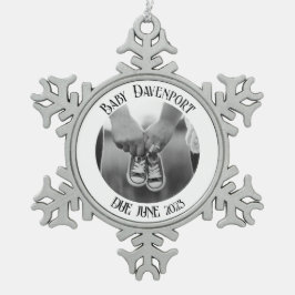 Weihnachtsschwangerschaft-Foto Schneeflocken Zinn-Ornament