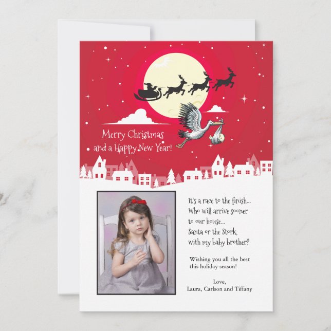 Weihnachtsschwangerschaft Foto Weihnachtskarte Feiertagskarte (Vorderseite)