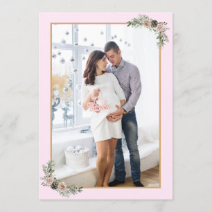 Weihnachtsschwangerschaft Girl Pink Modernes Foto Einladung