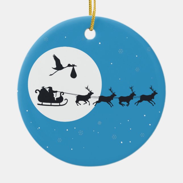 Weihnachtsschwangerschaft - In der Stadt ankommen Keramik Ornament (Vorne)