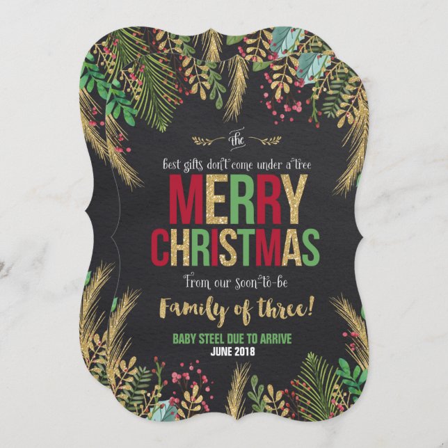 Weihnachtsschwangerschaft Weihnachtskarte Einladung (Vorne/Hinten)