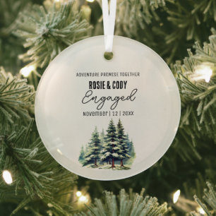 Weihnachtsschwarz Rustikale Pine Trees Couple Verl Ornament Aus Glas