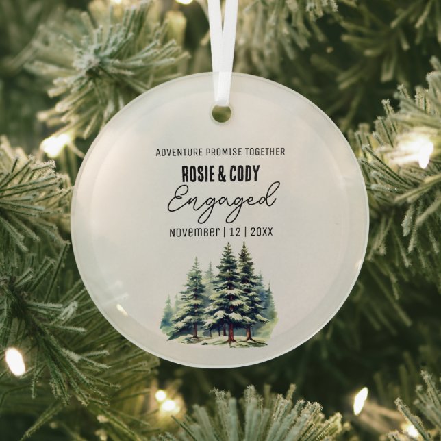 Weihnachtsschwarz Rustikale Pine Trees Couple Verl Ornament Aus Glas (InSitu)