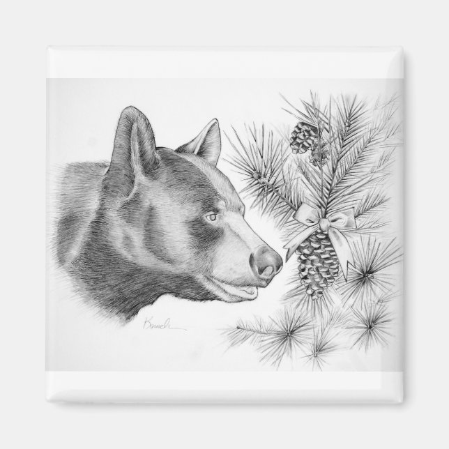 Weihnachtsschwarzer Bär Magnet (Vorne)