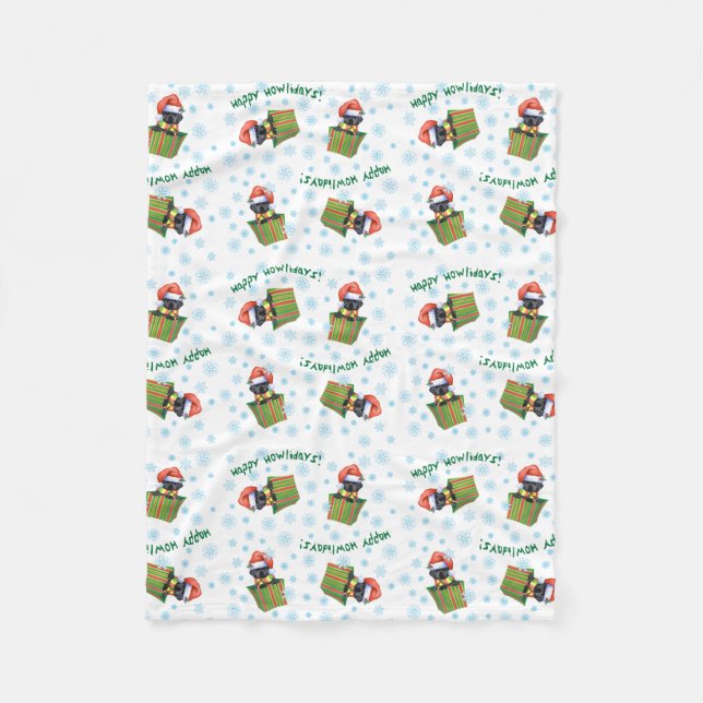 Weihnachtsschwarzer Lab Fleecedecke (Vorderseite)