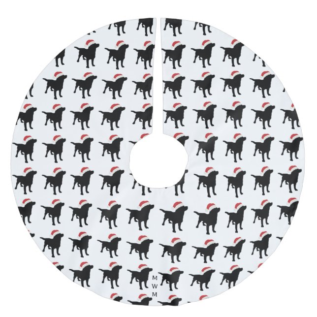 Weihnachtsschwarzer Labrador-Hund, der Polyester Weihnachtsbaumdecke (Vorderseite)