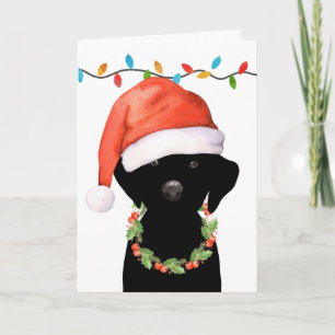 Weihnachtsschwarzer Labrador Santa Dog Feiertagskarte