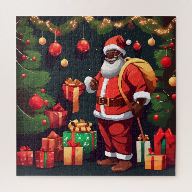 Weihnachtsschwarzer Santa Puzzle (Vertikal)