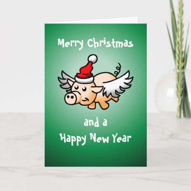 Weihnachtsschwein Feiertagskarte (Vorderseite)