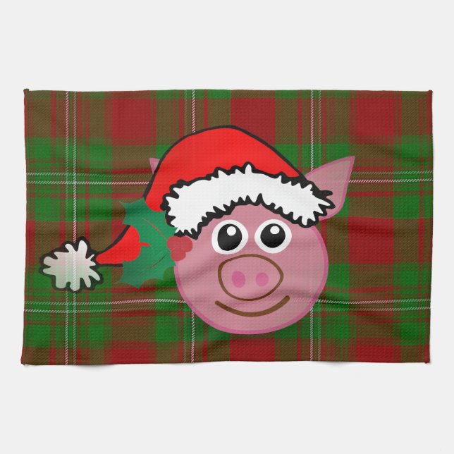 Weihnachtsschwein Geschirrtuch (Horizontal)