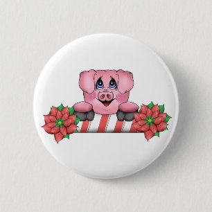 Weihnachtsschwein-Knopf Button