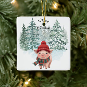 Weihnachtsschwein-Ornament Keramikornament