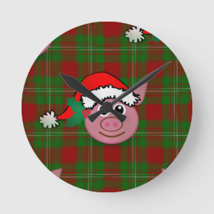 Weihnachtsschwein Runde Wanduhr