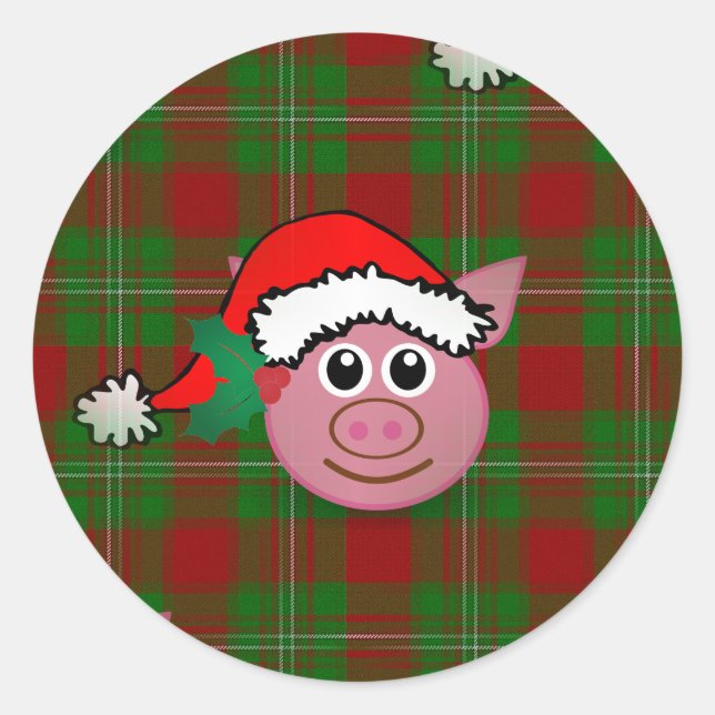 Weihnachtsschwein Runder Aufkleber (Vorderseite)