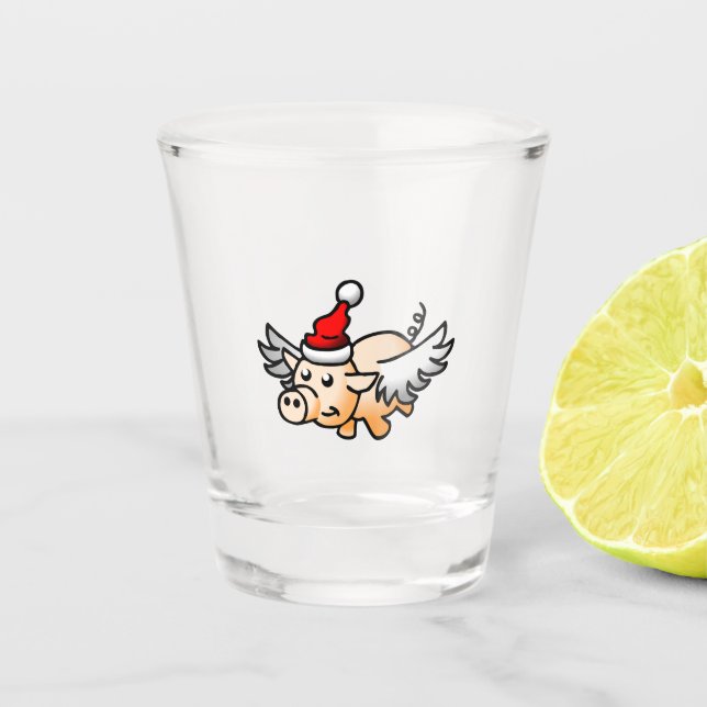 Weihnachtsschwein Schnapsglas (Vorderseite)