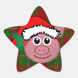 Weihnachtsschwein Stern-Aufkleber