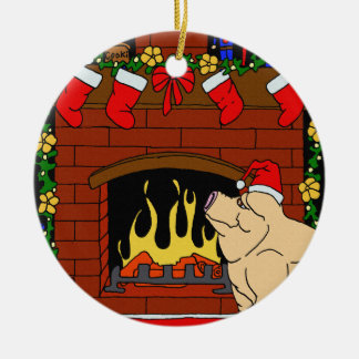 Weihnachtsschwein-Verzierung Keramikornament