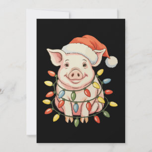 Weihnachtsschwein Xmas Lichter Santa Heu Urlaubsze Feiertagskarte
