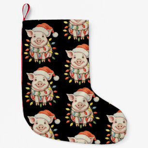 Weihnachtsschwein Xmas Lichter Santa Heu Urlaubsze Kleiner Weihnachtsstrumpf