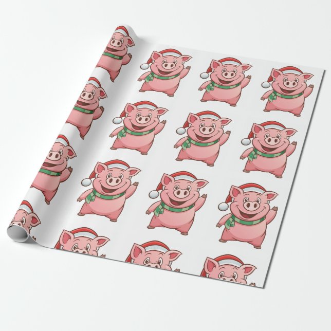 Weihnachtsschweine Geschenkpapier (Ungerollt)