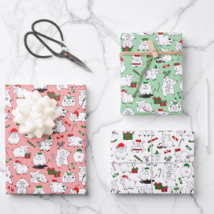 Weihnachtsschweine Geschenkpapier Set