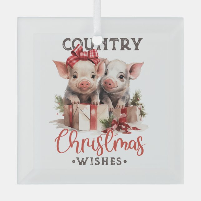 Weihnachtsschweine Ornament Aus Glas (Vorderseite)