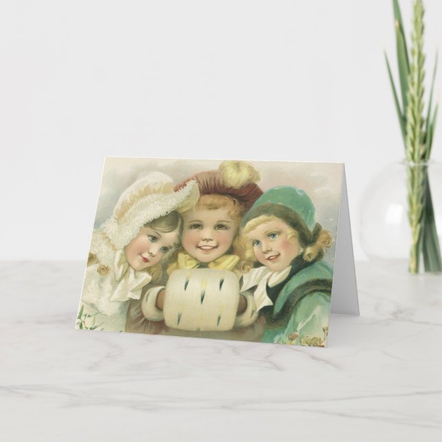 Weihnachtsschwester, Viktorianische Kinder Feiertagskarte (Vorderseite)