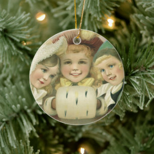 Weihnachtsschwester, Viktorianische Kinder Keramik Ornament