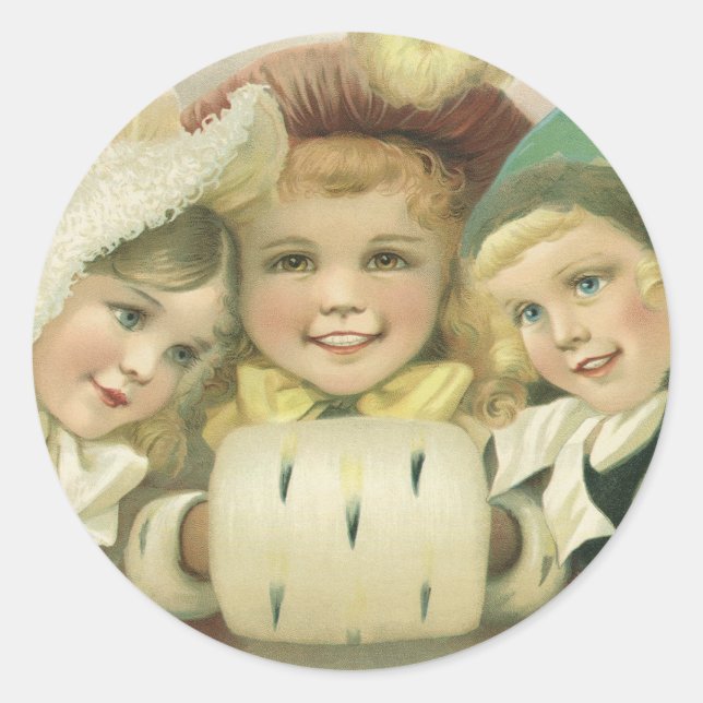 Weihnachtsschwester, Viktorianische Kinder Runder Aufkleber (Vorderseite)