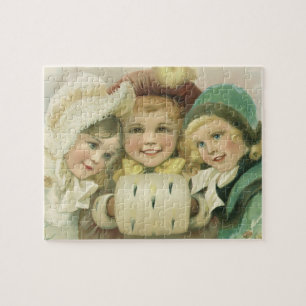Weihnachtsschwestern im Vintage-Stil, viktorianisc Puzzle