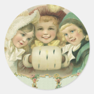 Weihnachtsschwestern im Vintage-Stil, viktorianisc Runder Aufkleber