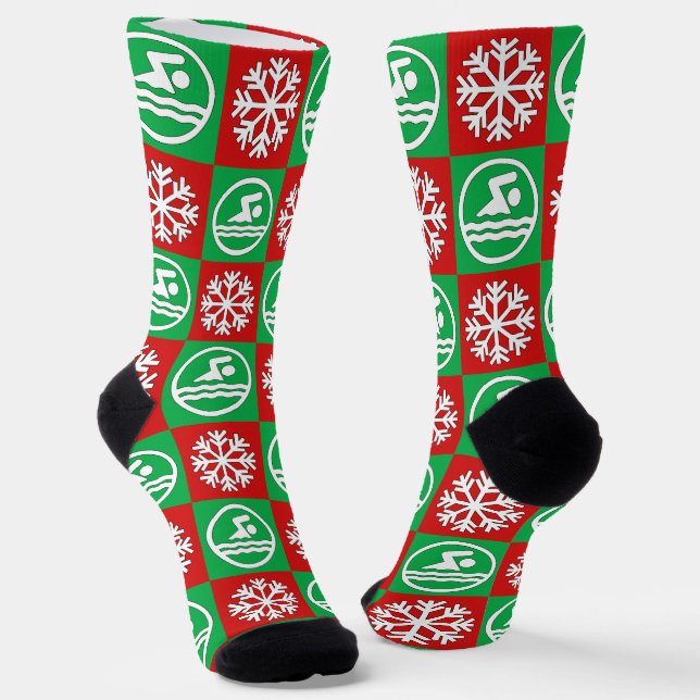 Weihnachtsschwimmen & Tauchen Schneeflocken Schwim Socken (Gewinkelt)