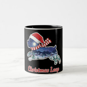 Weihnachtsschwindelhund   Niedlicher Welpe Santa Zweifarbige Tasse