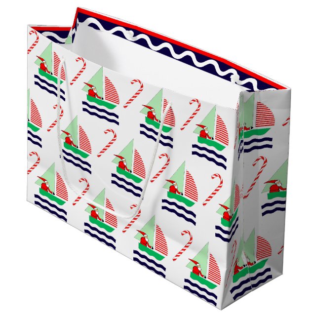 Weihnachtssegeln Nautical Große Geschenktüte (Vorderseite Schrägansicht)