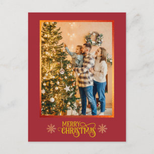 Weihnachtssegen I Familienfoto und goldene Schrift Feiertagspostkarte
