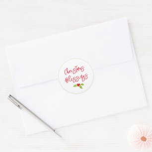 Weihnachtssegen Urlaubsfreude Stechpalme Frohe Runder Aufkleber