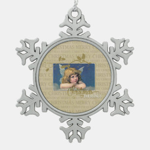 Weihnachtssegen Vintage-Engel Schneeflocken Zinn-Ornament
