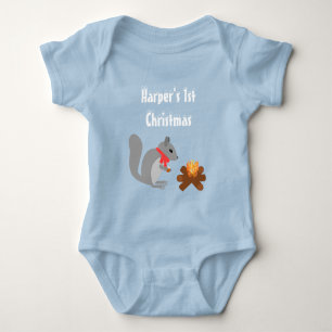 Weihnachtsseichhörnchen Roastnüsse auf Log Fire Baby Strampler