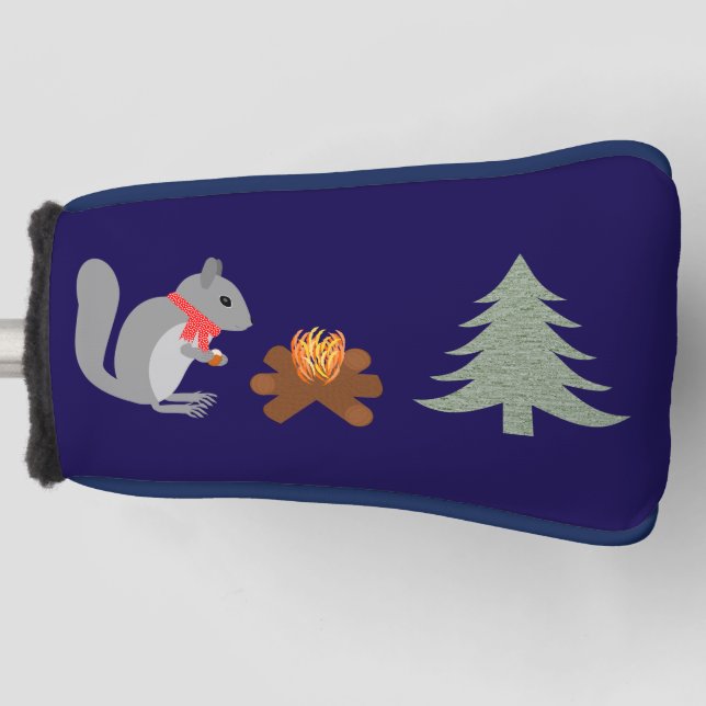 Weihnachtsseichhörnchen Roastnüsse auf Log Fire Golf Headcover (Vorderseite)